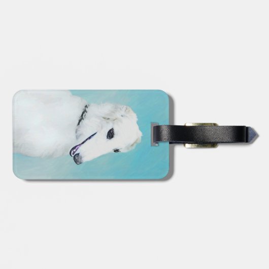 Borzoi (wit) schilderen - Kute Original Dog Art Bagagelabel (Achterkant horizontaal)