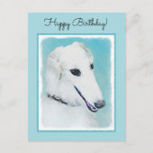 Borzoi (wit) schilderen - Kute Original Dog Art Briefkaart (Voorkant)