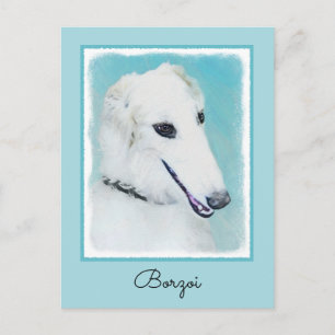 Borzoi (wit) schilderen - Kute Original Dog Art Briefkaart
