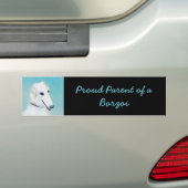 Borzoi (wit) schilderen - Kute Original Dog Art Bumpersticker (Op auto)