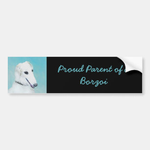 Borzoi (wit) schilderen - Kute Original Dog Art Bumpersticker