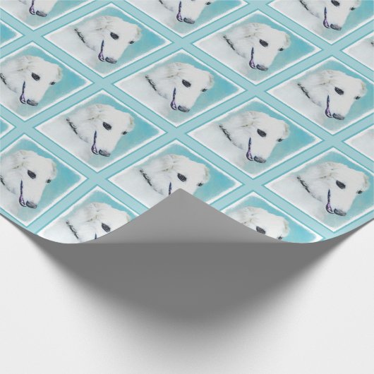 Borzoi (wit) schilderen - Kute Original Dog Art Cadeaupapier (Hoek)