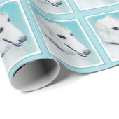 Borzoi (wit) schilderen - Kute Original Dog Art Cadeaupapier (Rol Hoek)