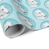 Borzoi (wit) schilderen - Kute Original Dog Art Cadeaupapier (Rol Hoek)