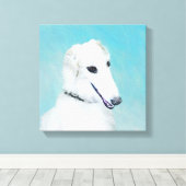 Borzoi (wit) schilderen - Kute Original Dog Art Canvas Afdruk (Insitu (Houten vloer))