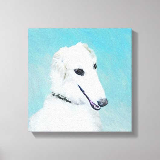 Borzoi (wit) schilderen - Kute Original Dog Art Canvas Afdruk (Voorkant)