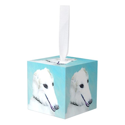 Borzoi (wit) schilderen - Kute Original Dog Art Decoratie (Voorkant hoekig)