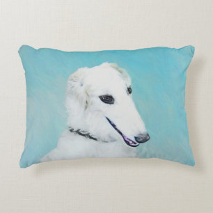 Borzoi (wit) schilderen - Kute Original Dog Art Decoratief Kussen