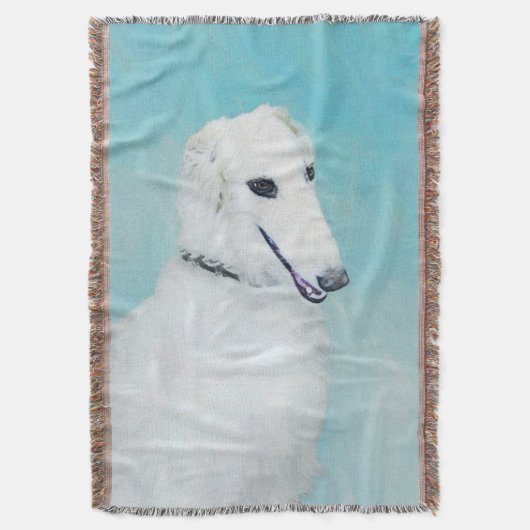 Borzoi (wit) schilderen - Kute Original Dog Art Deken (Voorkant Verticaal)