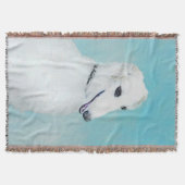 Borzoi (wit) schilderen - Kute Original Dog Art Deken (Voorkant)