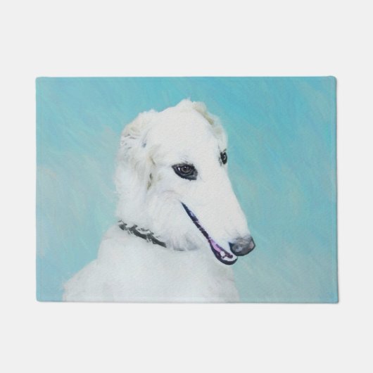 Borzoi (wit) schilderen - Kute Original Dog Art Deurmat (Voorkant)
