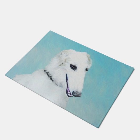 Borzoi (wit) schilderen - Kute Original Dog Art Deurmat (Schuin)
