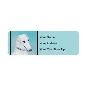 Borzoi (wit) schilderen - Kute Original Dog Art Etiket