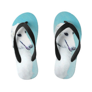 Borzoi (wit) schilderen - Kute Original Dog Art Kinder Teenslippers