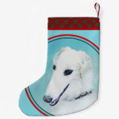 Borzoi (wit) schilderen - Kute Original Dog Art Kleine Kerstsok (Achterkant)