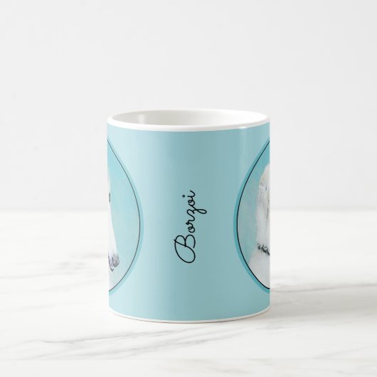 Borzoi (wit) schilderen - Kute Original Dog Art Koffiemok (Center)