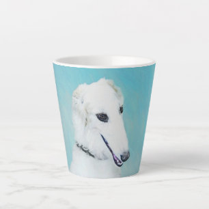 Borzoi (wit) schilderen - Kute Original Dog Art Latte Mok