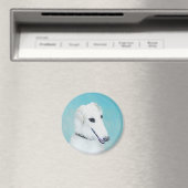 Borzoi (wit) schilderen - Kute Original Dog Art Magneet (Insitu (Vaatwasser))