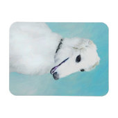 Borzoi (wit) schilderen - Kute Original Dog Art Magneet (Horizontaal)