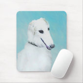 Borzoi (wit) schilderen - Kute Original Dog Art Muismat (Met muis)