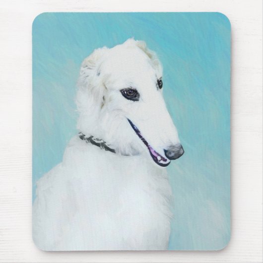 Borzoi (wit) schilderen - Kute Original Dog Art Muismat (Voorkant)