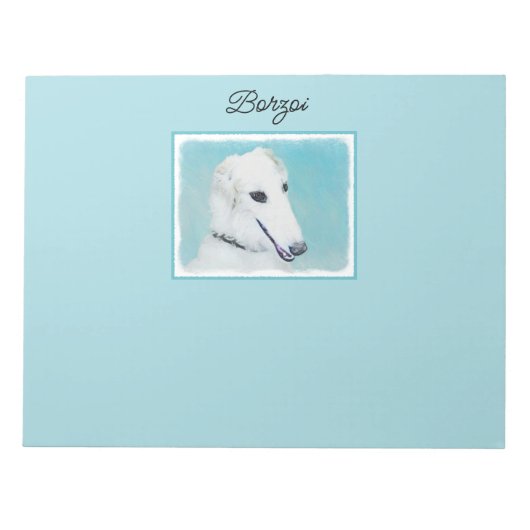 Borzoi (wit) schilderen - Kute Original Dog Art Notitieblok (Voorkant)