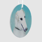 Borzoi (wit) schilderen - Kute Original Dog Art Ornament (voorkant)