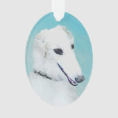 Borzoi (wit) schilderen - Kute Original Dog Art Ornament (voorkant)