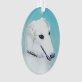 Borzoi (wit) schilderen - Kute Original Dog Art Ornament (voorkant)