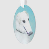 Borzoi (wit) schilderen - Kute Original Dog Art Ornament (voorkant)