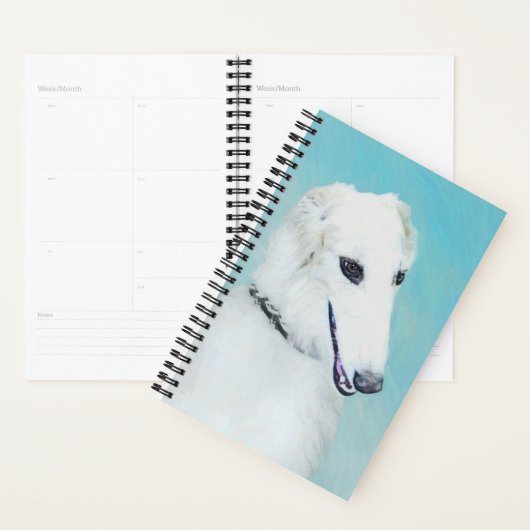 Borzoi (wit) schilderen - Kute Original Dog Art Planner (Display)