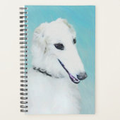 Borzoi (wit) schilderen - Kute Original Dog Art Planner (Voorkant)
