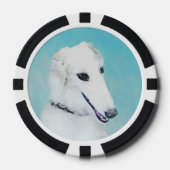 Borzoi (wit) schilderen - Kute Original Dog Art Poker Chips (Voorkant)
