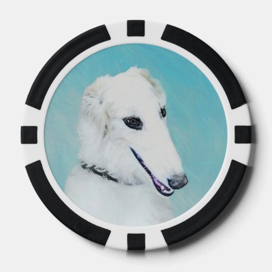 Borzoi (wit) schilderen - Kute Original Dog Art Poker Chips (Voorkant)