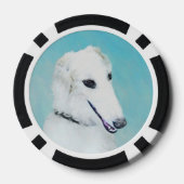 Borzoi (wit) schilderen - Kute Original Dog Art Poker Chips (Achterkant)