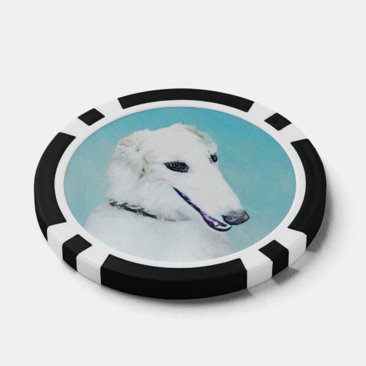Borzoi (wit) schilderen - Kute Original Dog Art Poker Chips (Enkel)