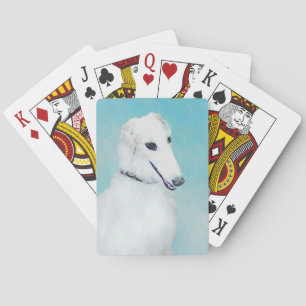 Borzoi (wit) schilderen - Kute Original Dog Art Pokerkaarten