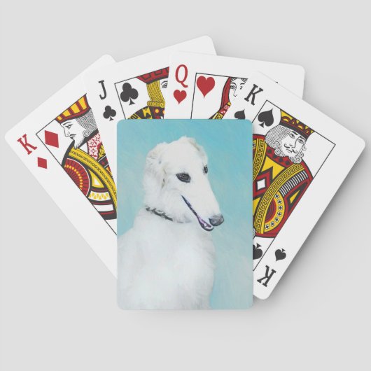 Borzoi (wit) schilderen - Kute Original Dog Art Pokerkaarten (Achterkant)