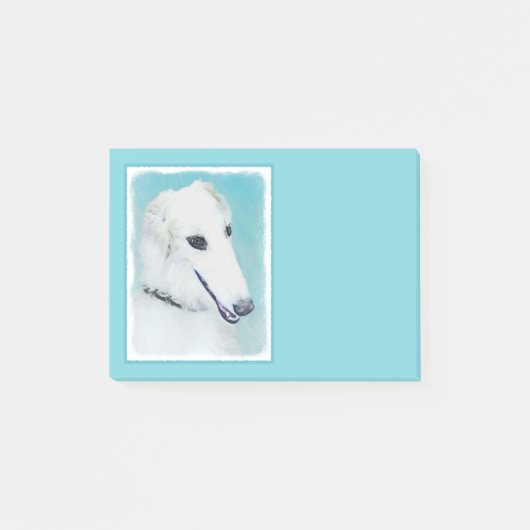 Borzoi (wit) schilderen - Kute Original Dog Art Post-it® Notes (Voorkant)