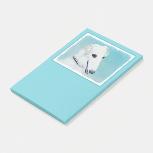 Borzoi (wit) schilderen - Kute Original Dog Art Post-it® Notes (Schuin)