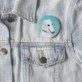 Borzoi (wit) schilderen - Kute Original Dog Art Ronde Button 5,7 Cm (In situ)