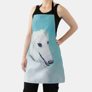 Borzoi (wit) schilderen - Kute Original Dog Art Schort