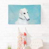 Borzoi (wit) schilderen - Kute Original Dog Art Spandoek (Insitu)