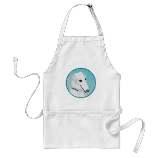 Borzoi (wit) schilderen - Kute Original Dog Art Standaard Schort (Voorkant)