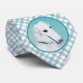 Borzoi (wit) schilderen - Kute Original Dog Art Stropdas (Opgerold)