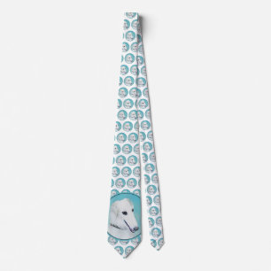 Borzoi (wit) schilderen - Kute Original Dog Art Stropdas