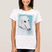 Borzoi (wit) schilderen - Kute Original Dog Art T-shirt (Voorkant)