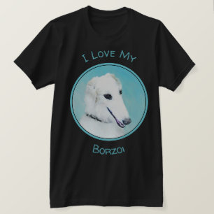Borzoi (wit) schilderen - Kute Original Dog Art T-shirt