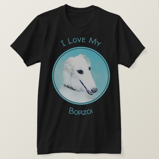 Borzoi (wit) schilderen - Kute Original Dog Art T-shirt (Design voorkant)