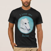 Borzoi (wit) schilderen - Kute Original Dog Art T-shirt (Voorkant)